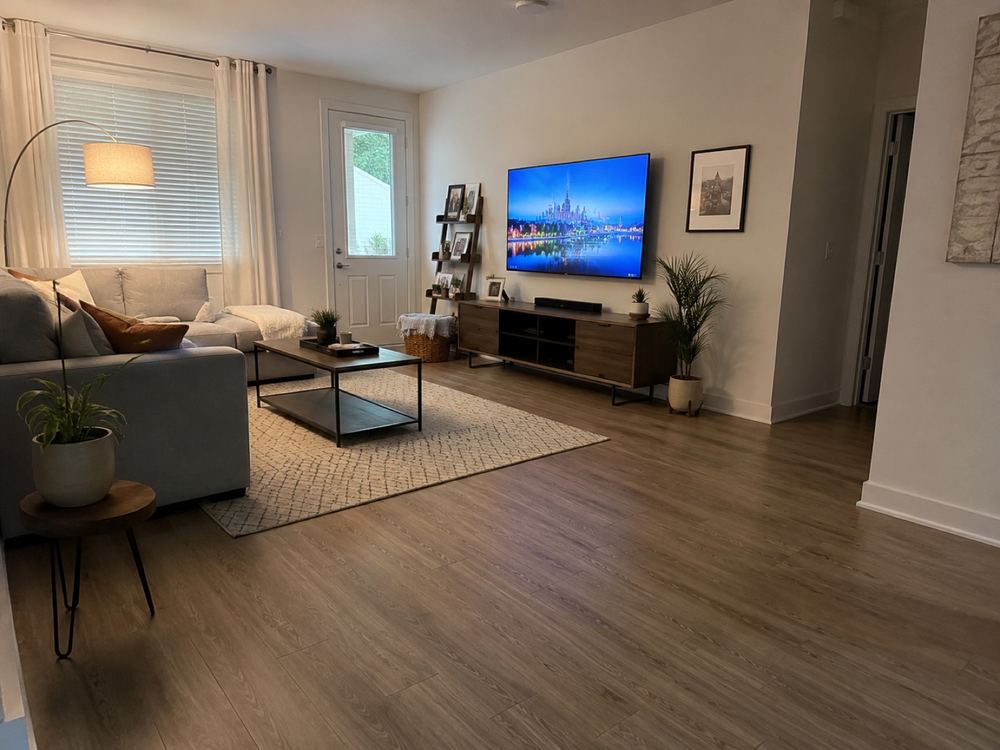 Luxury vinyl plank flooring in a living room